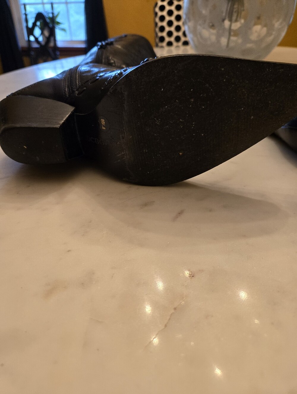 BCBGirls Black Leather  Boots with Side Zip - Picture 12 of 12